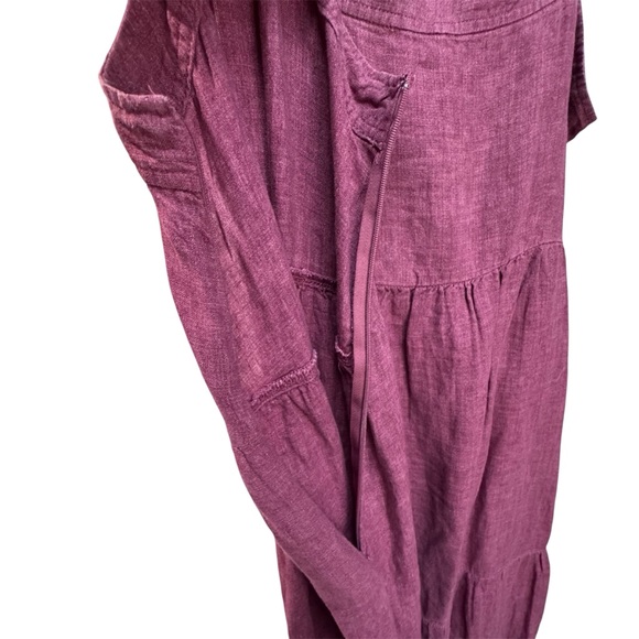 Eileen Fisher Organic Linen Washed Delave Tiered Midi Dress - Picture 5 of 6